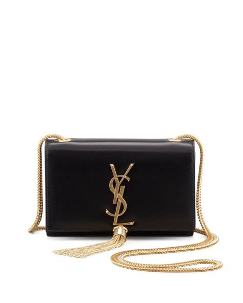 Saint Laurent Cassandre Small Tassel Crossbody Bag, Black